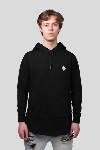 Empile Black Hoodie – front view on model, premium unisex streetwear
