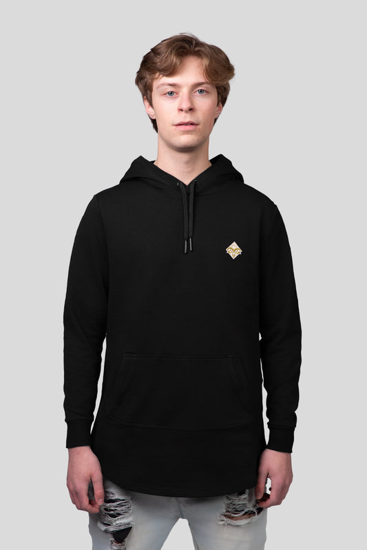 Empile Black Hoodie – front view on model, premium unisex streetwear