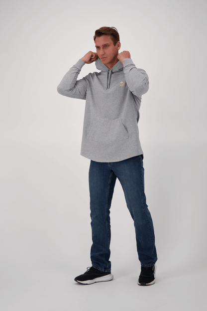 Empile Gray Hoodie – front view on model, premium unisex streetwear