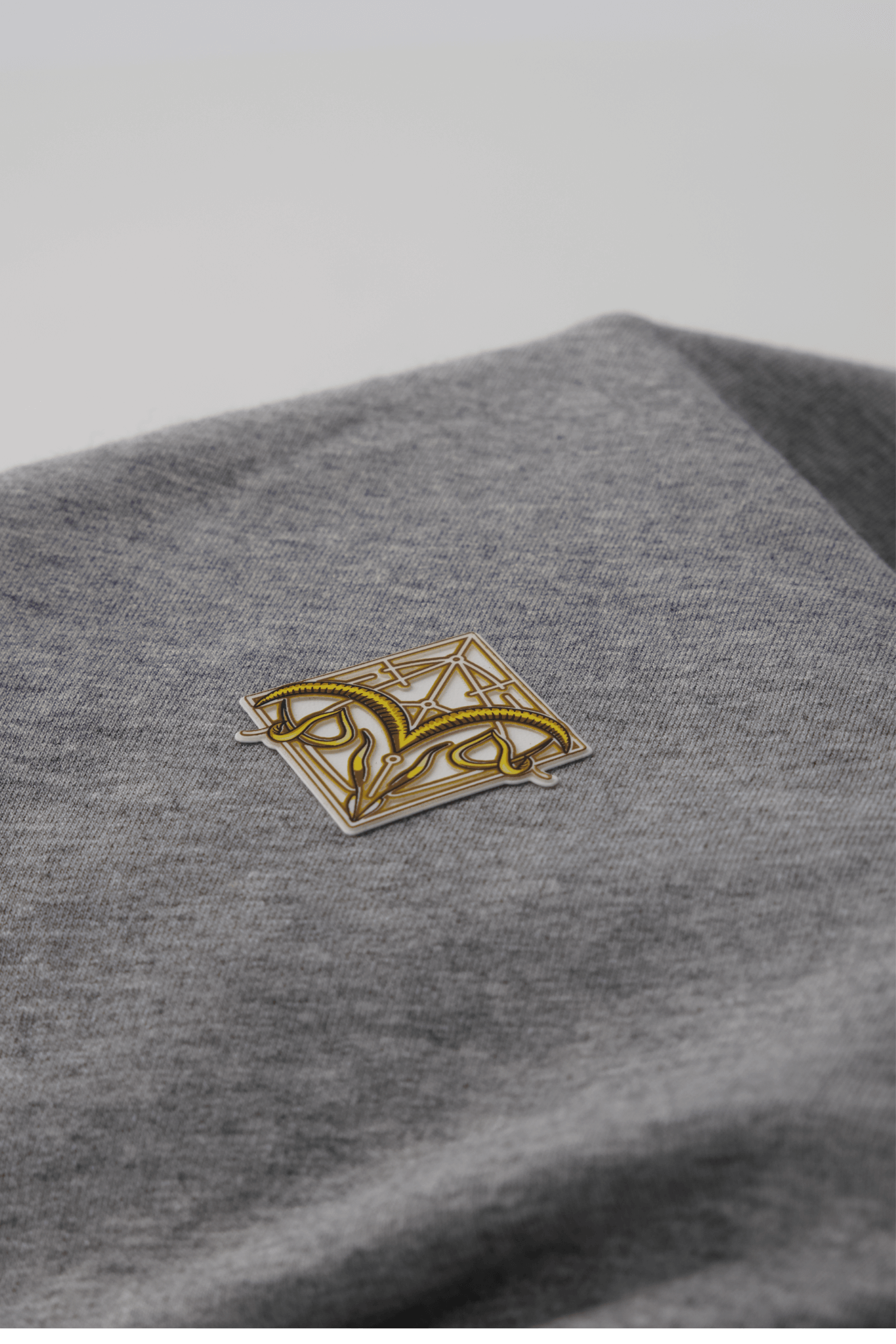 Empile Gray Hoodie – close-up of logo, premium streetwear detail