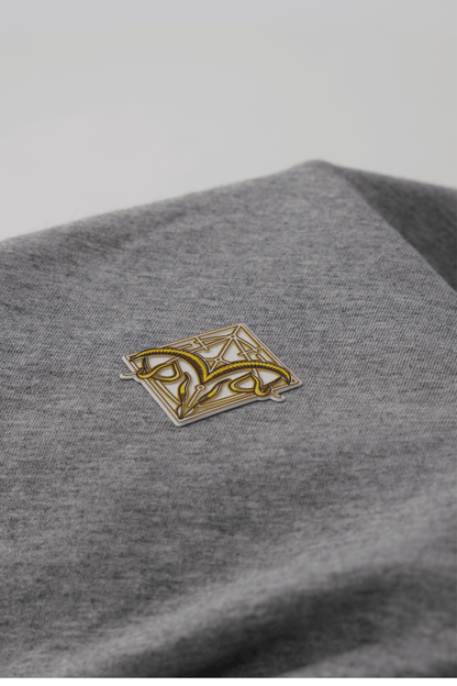 Empile Gray Hoodie – close-up of logo, premium streetwear detail