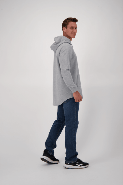 Empile Gray Hoodie – side view on model, premium unisex streetwear